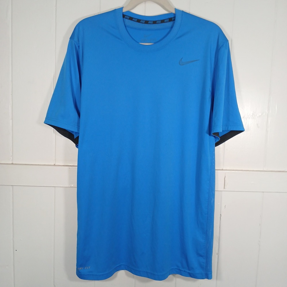 Nike Dri-FIT T-Shirt Mens Large Blue Short Sleeve‎ Mesh Side Panels Performance
